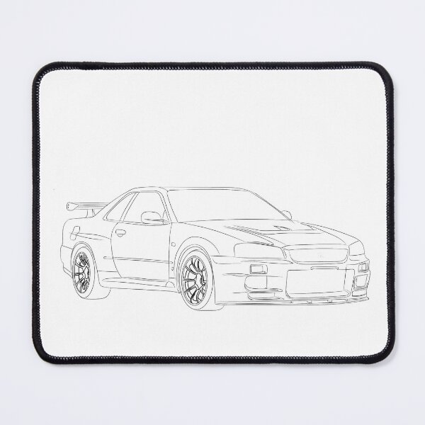Item preview, Nissan Skyline R34 GTR Drawing Silhouette Car Black JDM  designed and sold by sticker-vault.