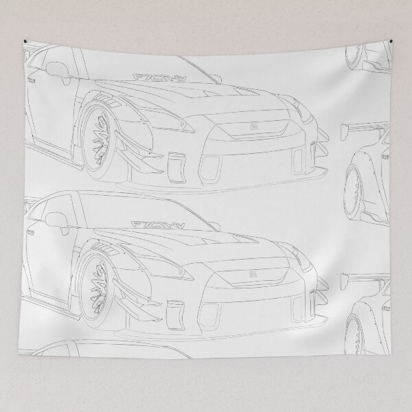 Item preview, Nissan Skyline R35 GTR Drawing Silhouette Car Black JDM  designed and sold by sticker-vault.