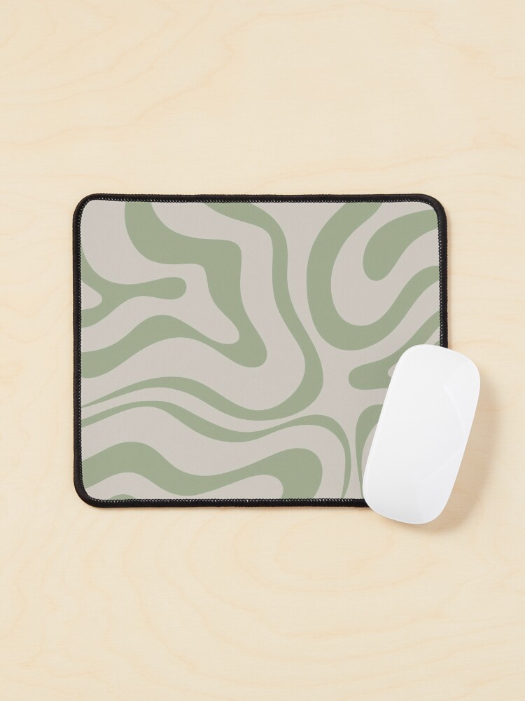 Liquid Swirl Retro Contemporary Abstract in Sage Green and Nearly White  Mouse Pad for Sale by kierkegaard