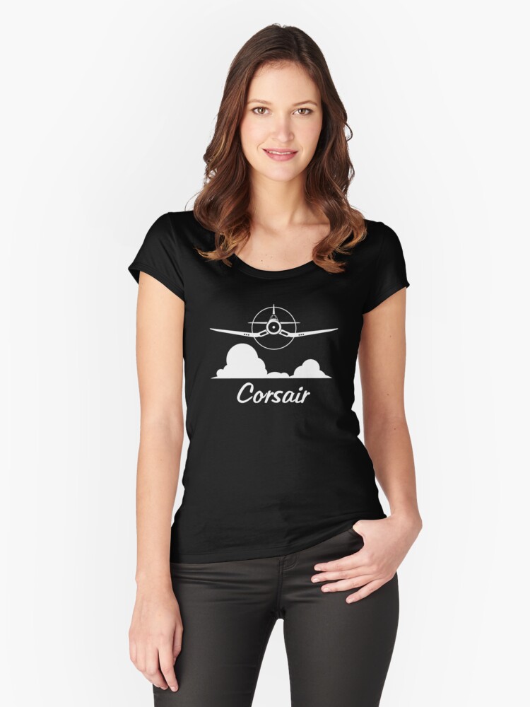 Thumbnail 1 of 3, Fitted Scoop T-Shirt, F4U Corsair Clouds designed and sold by cranha.