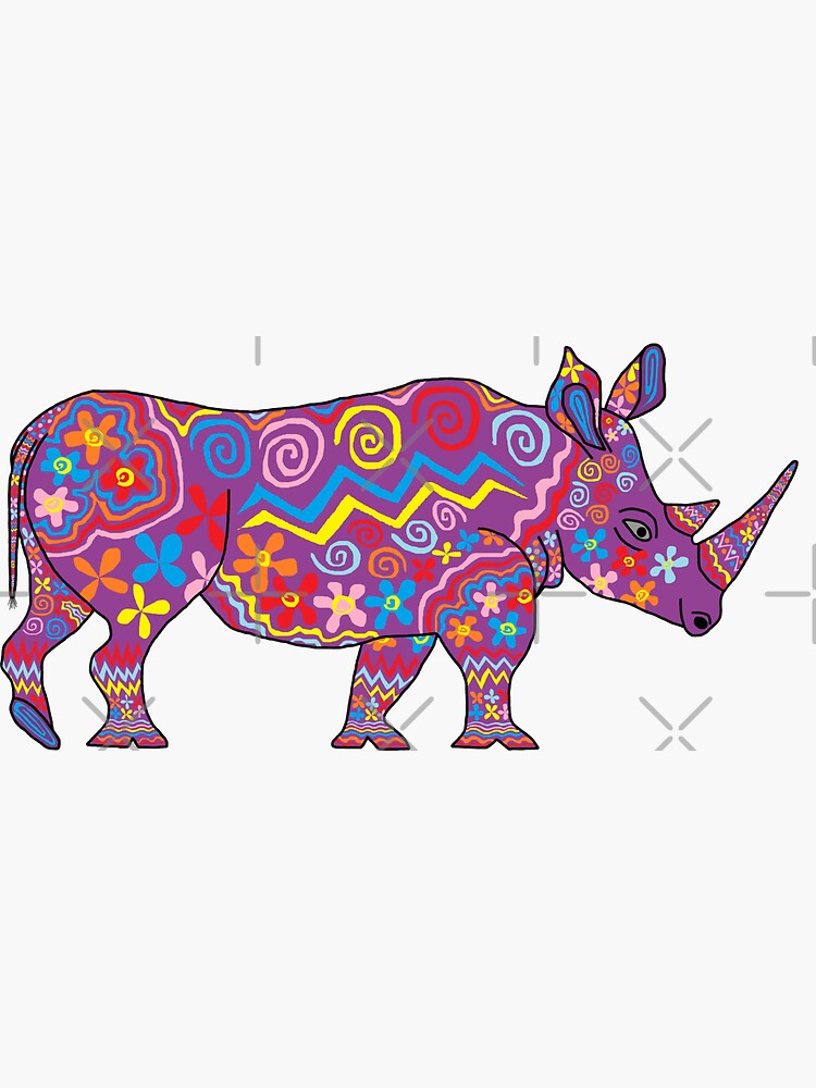"Purple Rhinoceros The Zany Zoo" Sticker for Sale by gbbarabas