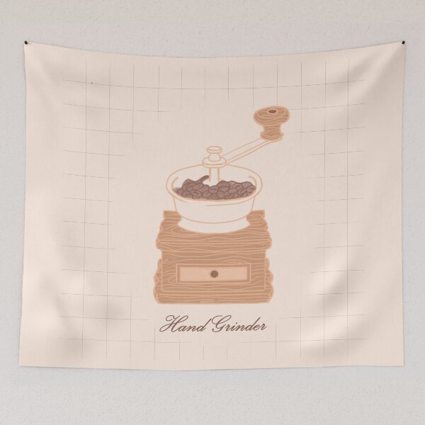 Item preview, Minimal Manual Coffee Bean Grinder Illustration with Grid Background  designed and sold by citrusapple.
