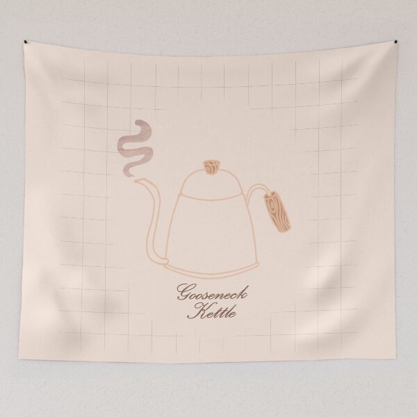 Item preview, Minimal Gooseneck Kettle Illustration with Grid Background  designed and sold by citrusapple.