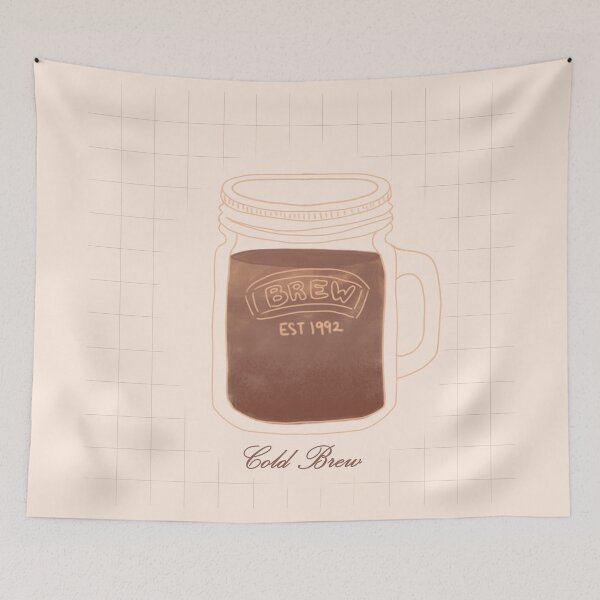 Item preview, Minimal Cold Brew Illustration with Grid Background  designed and sold by citrusapple.
