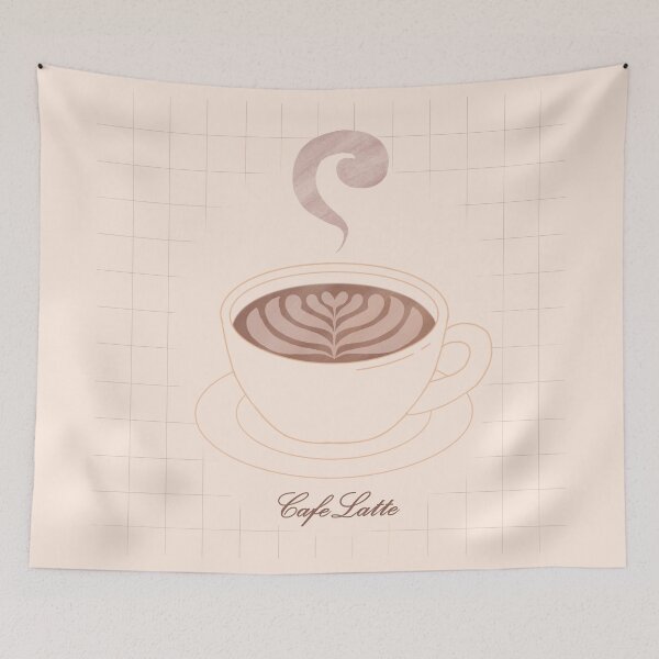 Item preview, Minimal Cafe Latte Illustration with Grid Background  designed and sold by citrusapple.