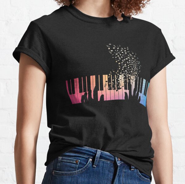 Hands Playing on Piano Keyboard Pastel Colors Gift for Music Teacher Shirt Classic T-Shirt