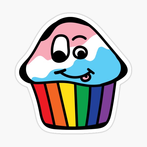 Trans Rainbow Cupcake Sticker