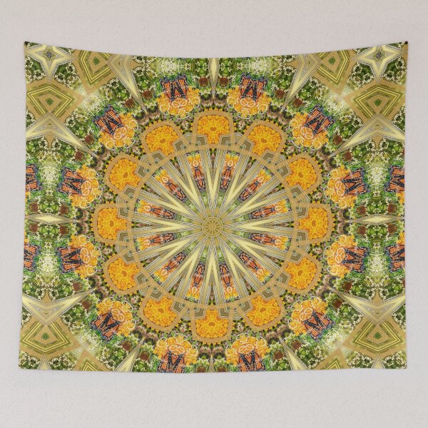 Item preview, Gold, Green Orange Marigold Mandala Geometric Artistry designed and sold by webgrrl.