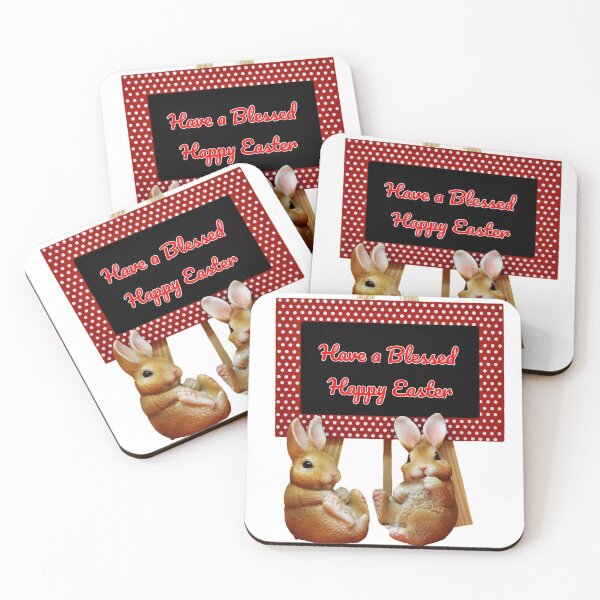 Item preview, Have a Blessed Happy Easter with a Board and a Cute 2 Bunny's  designed and sold by Spasija.