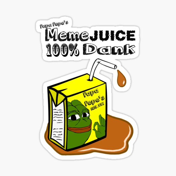 "Papa Pepe's Meme Juice" Sticker by kaytee137 Redbubble