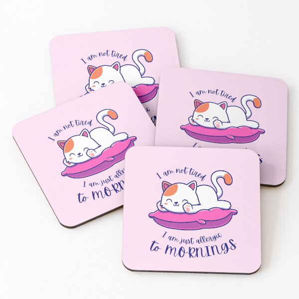Item preview, I AM NOT TIRED I AM JUST ALLERGIC, TO MORNINGS, CUTE CATS designed and sold by art-and-sticker.