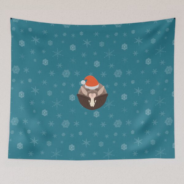 Item preview, Hibernating Christmas bat. Brown long-eared bat with Christmas hat designed and sold by MarisG.