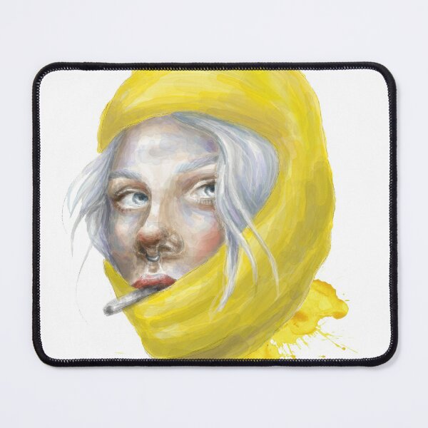 Item preview, watercolor girl in a yellow balaclava smokes designed and sold by AlinaGil.