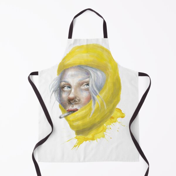 Item preview, watercolor girl in a yellow balaclava smokes designed and sold by AlinaGil.