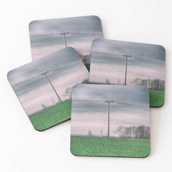 Item preview, Small power pylon on a green agriculture field designed and sold by Ingo Menhard.