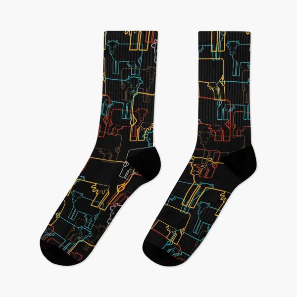 Item preview, Neon Rainbow Colorful Cow Animal Pattern Funny Socks designed and sold by Dr.YesOrNo.