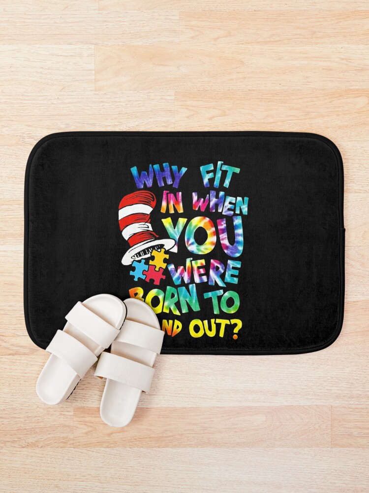 Disover Why fit in when you were born to stand out? Tie-dye calligraphy Bath Mat