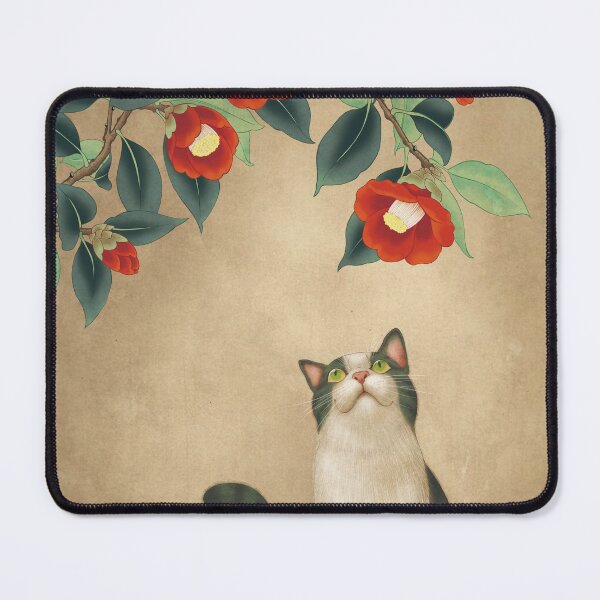 Item preview, Cat and camellia flowers T4 - Minhwa-Korean traditional/folk art designed and sold by minsillust.