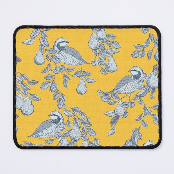 Item preview, Partridges in a Pear Tree Toile Chinoiserie Yellow Marigold designed and sold by Cecilia Mok.