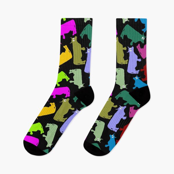 Item preview, Cows Neon Rainbow Colorful Cow Animal Pattern Funny Socks designed and sold by Dr.YesOrNo.