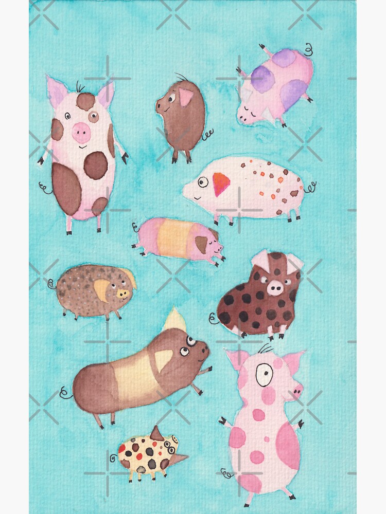 Thumbnail 3 of 3, Sticker, Pig Parade! designed and sold by BeckmogArt.