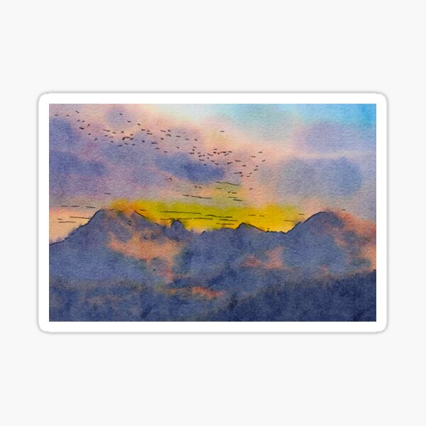 Mountain landscape watercolor Sticker