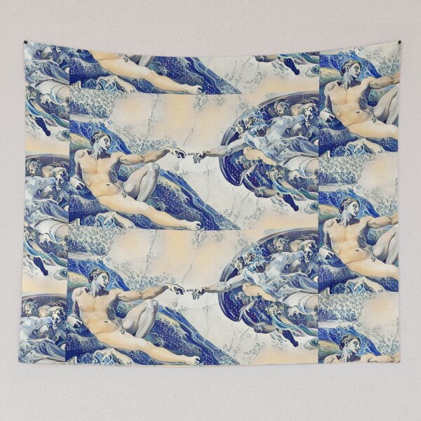 Item preview, The Wave and Creation of Adam by Michelangelo Mashup designed and sold by CristalleLisa.