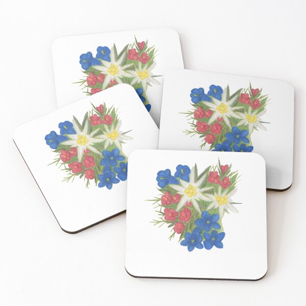 Item preview, Nature, flora, mountains, edelweiss, alpine rose, gentian, bouquet, drawing, colored pencils, bebicervin designed and sold by BebiCervin.