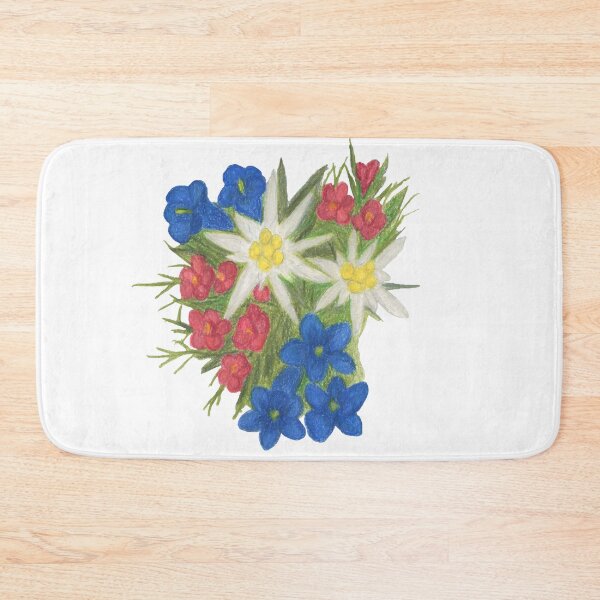 Item preview, Nature, flora, mountains, edelweiss, alpine rose, gentian, bouquet, drawing, colored pencils, bebicervin designed and sold by BebiCervin.