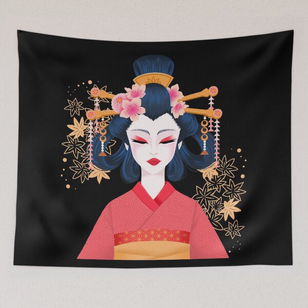 Artikelvorschau, Japanische Geisha-Illustration entworfen und verkauft von Paula Helit.