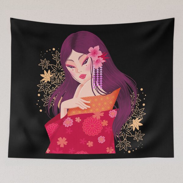 Artikelvorschau, Japanische Geisha-Illustration entworfen und verkauft von Paula Helit.
