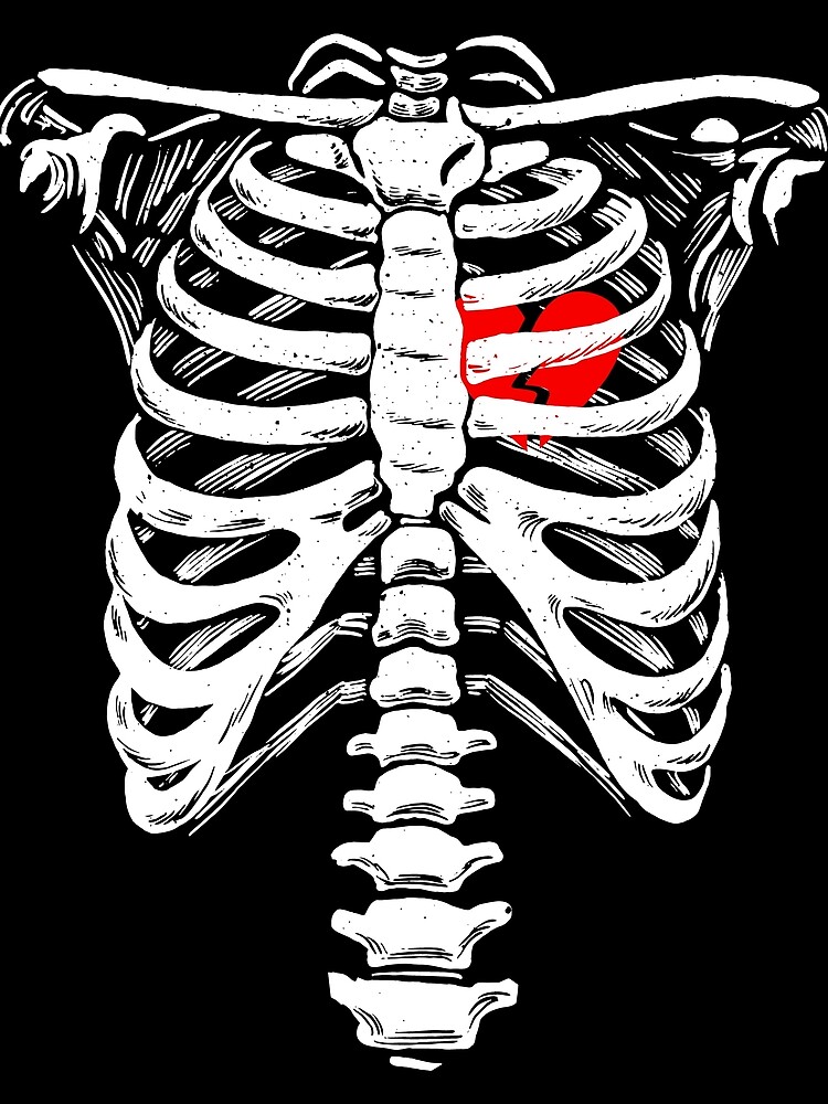 Thumbnail 3 von 3, Tuch, Broken Heart Skeleton Ribcage X-Ray Sad Breakup Heartbroken Gear designt und verkauft von DynamicDesign.