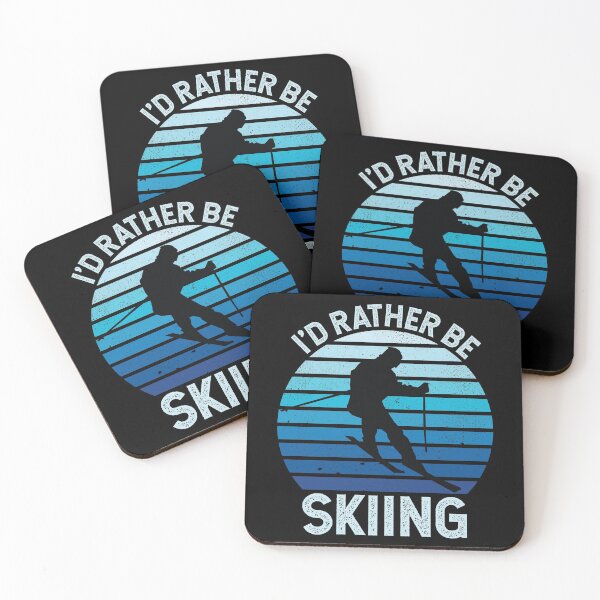 Item preview, I'd Rather Be Skiing Vintage Blue Sunset Skier designed and sold by dass-art.