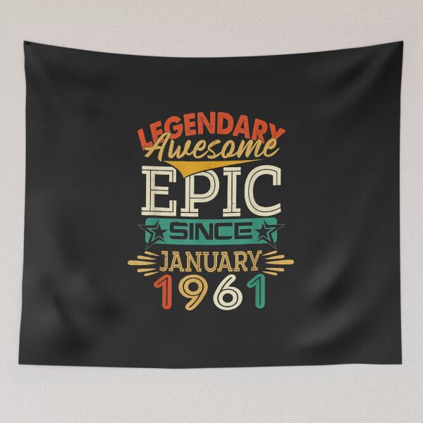 Item preview, Legendary Awesome Epic Since January 1961, 61st Birthday T-Shirt designed and sold by shop   luisant.