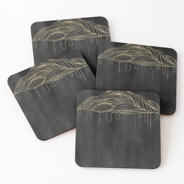 Item preview, Luxury Black Textile Foil Golden Lines Cloud designed and sold by Saraartwork.