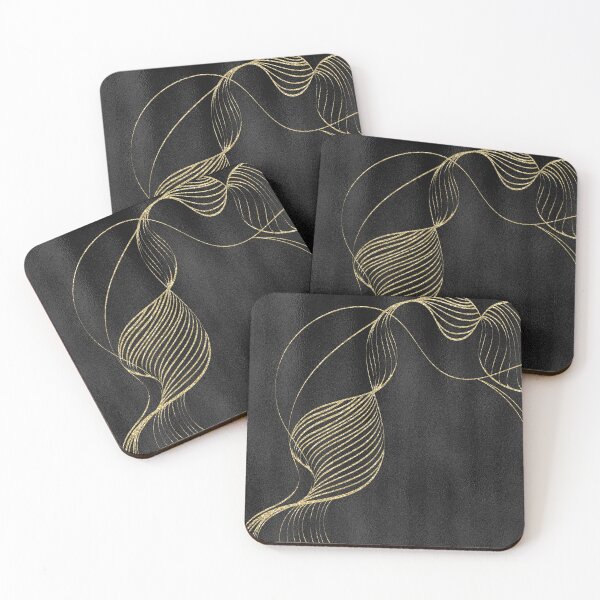 Item preview, Luxury Black Textile Foil Golden Lines Waves designed and sold by Saraartwork.