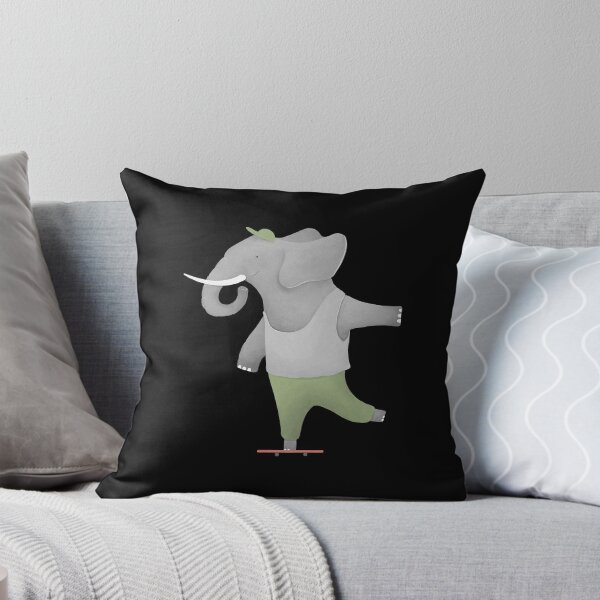 Item preview, Elephant skateboard on black background designed and sold by KiwiBrush.