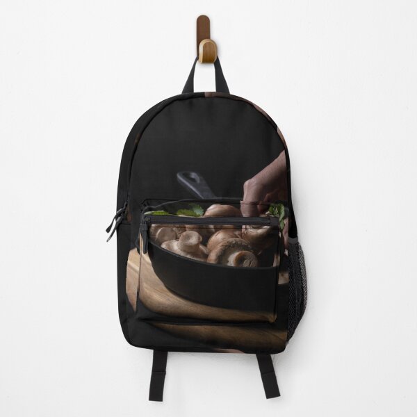 Item preview, Pan with mushrooms and hand aesthetic photography designed and sold by wineandwords.