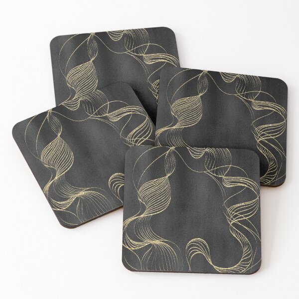 Item preview, Luxury Black Textile Foil Golden Dancing Lines  designed and sold by Saraartwork.