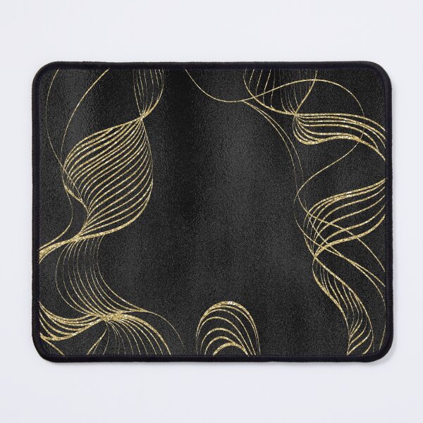 Artikelvorschau, Luxuriöse schwarze Textilfolie Golden Dancing Lines entworfen und verkauft von Saraartwork.