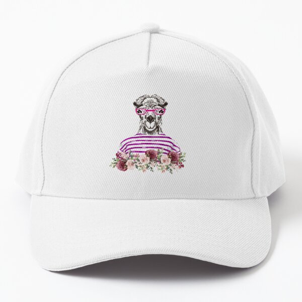 Cool Camel With Glasses And Flowers Baseball Cap