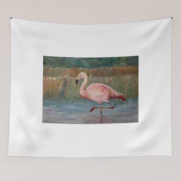 Item preview, Pink flamingo on the Muga River designed and sold by Natalia_Shchip.