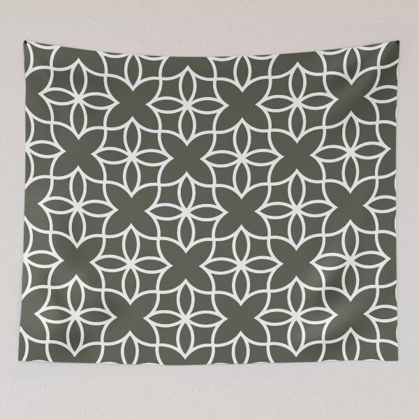 Artikelvorschau, Dark Gray and White Line Art Pattern 4 - Diamond Vogel 2022 Popular Colour Clover Patch 0431 entworfen und verkauft von ColorOfTheYears.