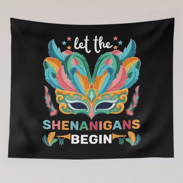 Item preview, Funny Mardi Gras Let The Shenanigans Begin Festival Mask Design designed and sold by TrendingTees4u.