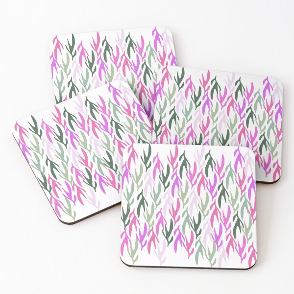 Item preview, Abstract Seaweeds Pattern pink & green colors designed and sold by Orpaz Harush.