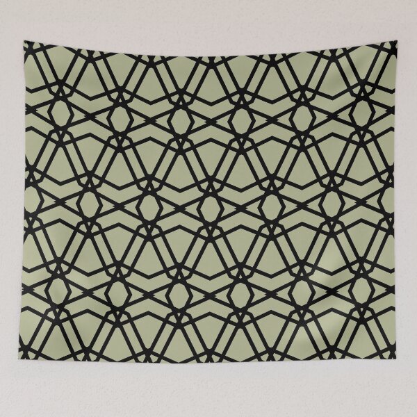 Item preview, Black and Green Line Geometric Pattern Pairs Diamond Vogel 2022 Popular Colour Rediscover 0408 designed and sold by ColorOfTheYears.