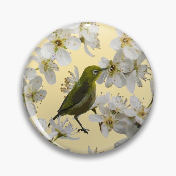 Artikelvorschau, Birds Blossoms on Buttercream Repeat 5748 entworfen und verkauft von Art in My Loft.