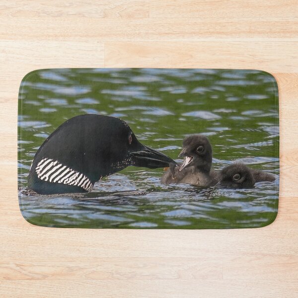 Item preview, Common Loon Mom Feeding a Fish to One of its Two Babies designed and sold by LindaCPhoto.