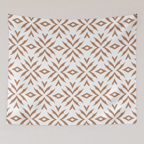 Item preview, Clay Brown and White Abstract Flower Pattern Pairs Diamond Vogel 2022 Popular Colour Semolina 1011 designed and sold by ColorOfTheYears.
