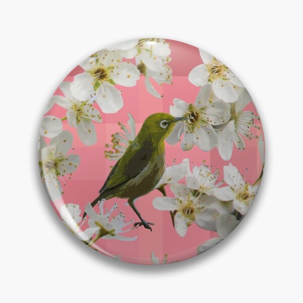 Artikelvorschau, Birds Blossoms on Pink Plaid Repeat 5748 entworfen und verkauft von Art in My Loft.